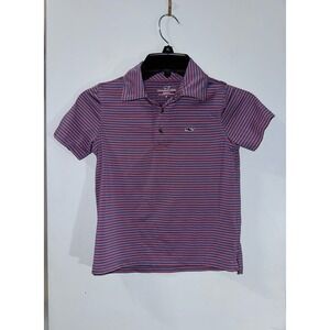 Vineyard Vines Bradley Stripe Sankaty boys navy blue pink striped polo size 6